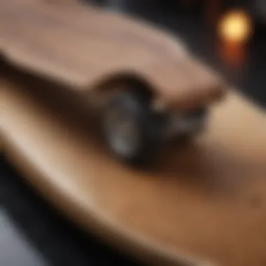 Understanding Pintail Skateboard Construction Close-up of a pintail skateboard deck highlighting its unique shape and construction