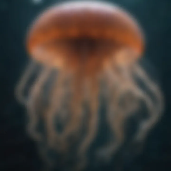 An underwater scene depicting a jellyfish with its tentacles extended, illustrating its venomous nature