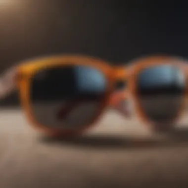 Close-up of sunglasses emphasizing UV protection