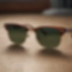 Stylish Ray-Ban Clubmaster sunglasses on a vintage background