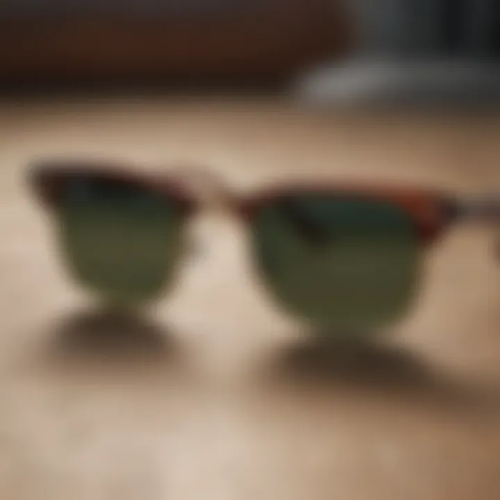 Stylish Ray-Ban Clubmaster sunglasses on a vintage background