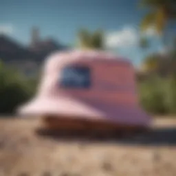 A stylish rip and dip bucket hat showcased against a vibrant outdoor backdrop