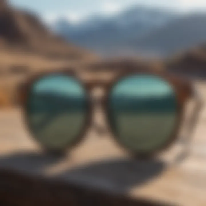 Classic round sunglasses resting on a wooden surface