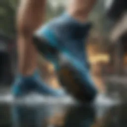 Close-up of the innovative design of Salomon Aqua Shoes showcasing water drainage technology.
