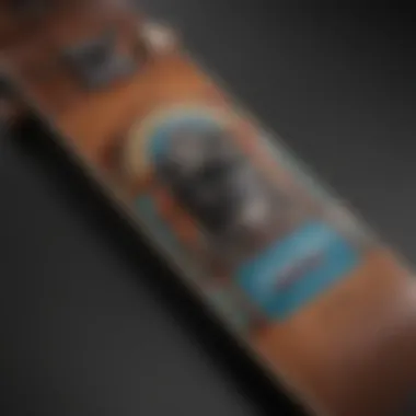 Handcrafted Artistry: Santa Cruz Skateboard Graphics A detailed close-up of a handmade Santa Cruz skateboard showcasing its unique graphic design