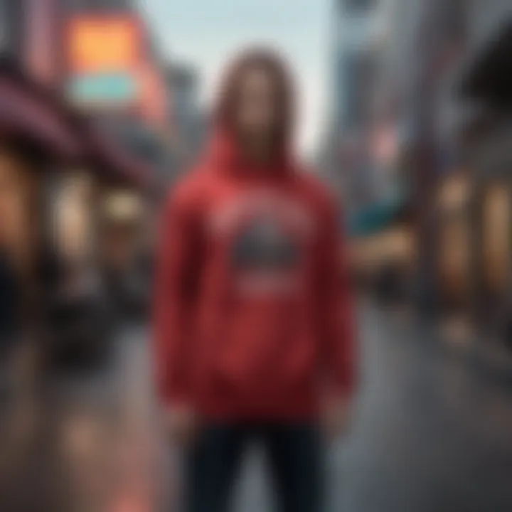 A stylish Santa Cruz skate hoodie displayed in an urban environment