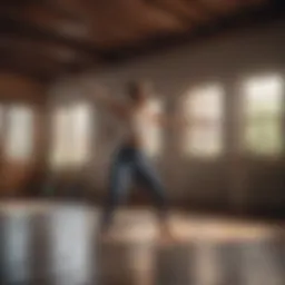 Individual practicing dance at home