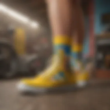 A stylish display of Simpsons socks in a trendy setting