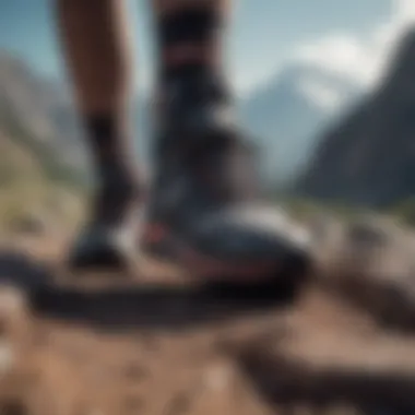 Advanced Grip Technology in Skyrunners Shoes Close-up of skyrunners shoes showcasing advanced grip technology