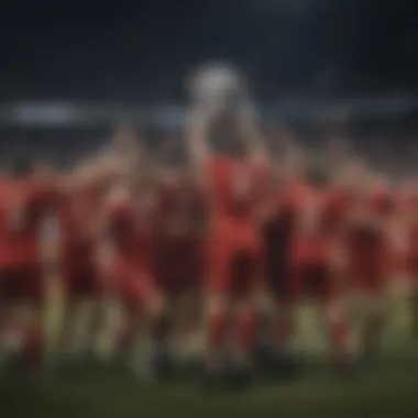 Team celebration after a collegiate soccer match