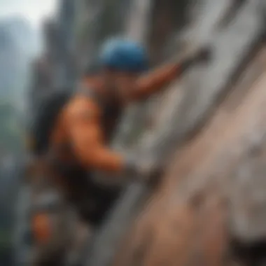 A climber overcoming a challenging rock face