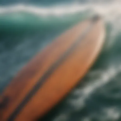 Close-up of surf exercise board design showcasing its contours and stability features
