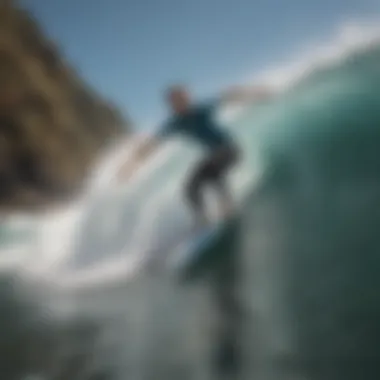 A surfer enjoying the advantages of propulsion surfboarding