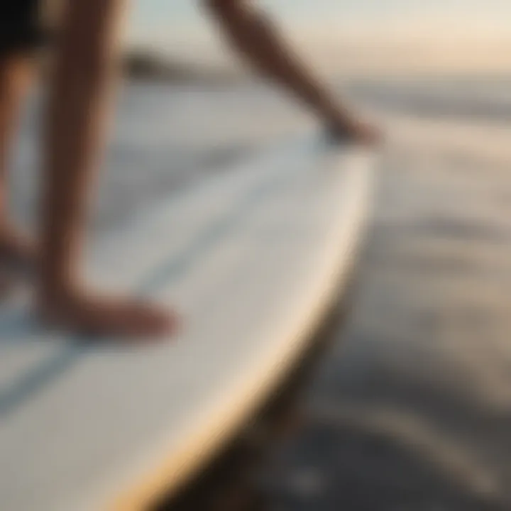 Surfer showcasing proper grip tape application