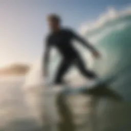 Dynamic surfing training session on the beach