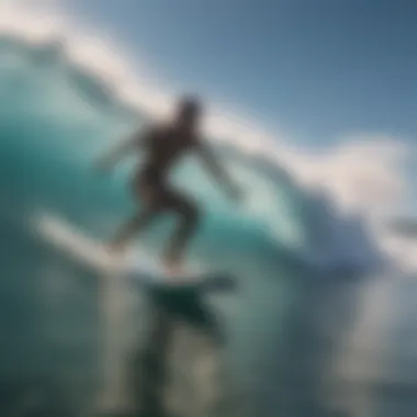 Surfers riding the perfect waves in a controlled environment