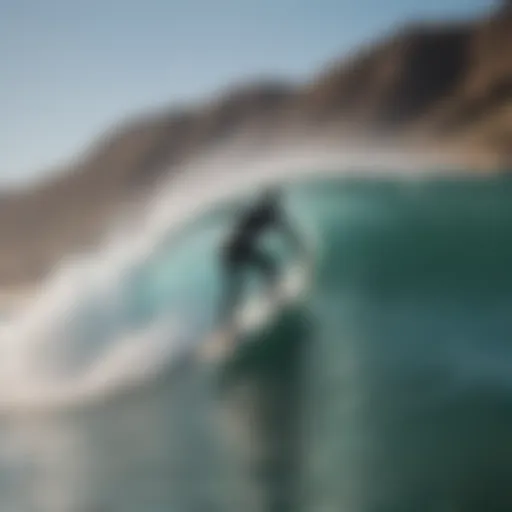 Surfer riding a perfect wave in Baja California