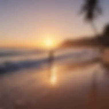 Sunset Serenity: Surfing Baja's Beautiful Beaches Idyllic beach sunset with surfers in the background