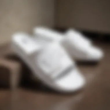 All-White Vans Slides in Casual Lifestyle Casual lifestyle scene featuring the all-white Vans slide