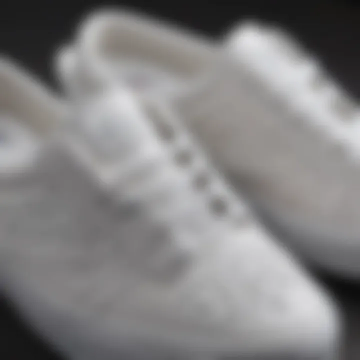 Close-up of the unique design features of the all-white Vans slide
