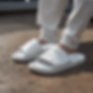 All-White Vans Slides at an Extreme Sports Event Group of enthusiasts wearing all-white Vans slides at an extreme sports event