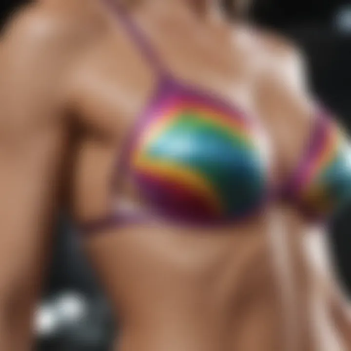 Close-up of innovative materials used in triangle bikinis.