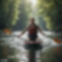 An expert paddler navigating through tranquil waters, showcasing technique.