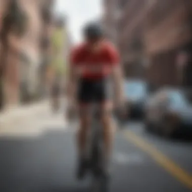 Cycling Through Boston's Urban Landscape A cyclist navigating Boston's historic streets, showcasing the unique urban landscape