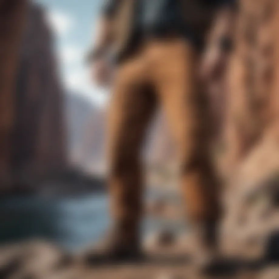 Exploring rugged terrain in durable cargo pants