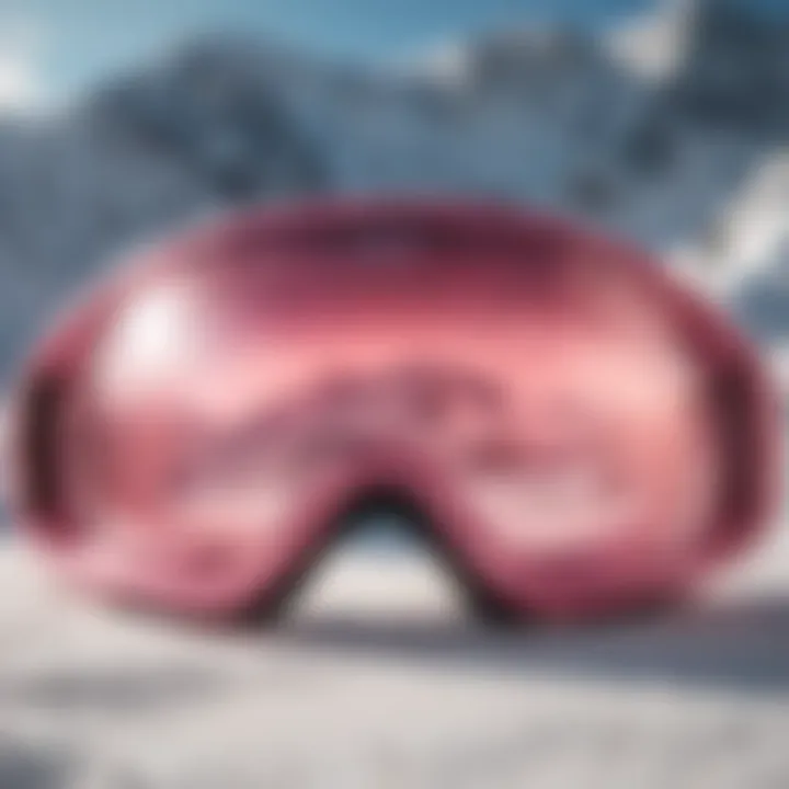 Various brands of pink snow goggles displayed together