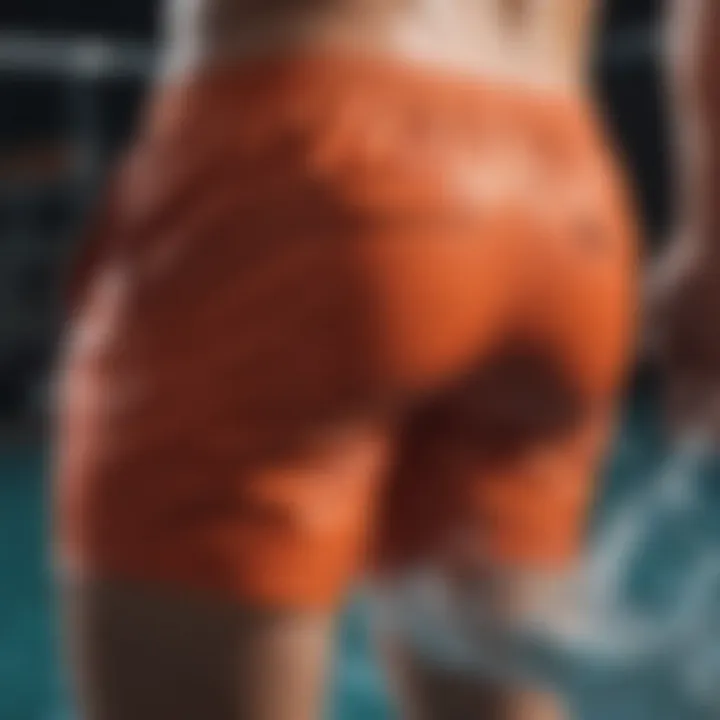 Close-up of advanced fabric technology used in water shorts