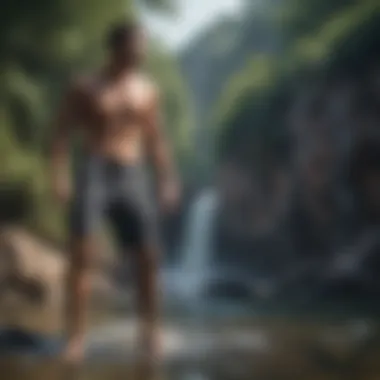 Stylish Outdoor Water Shorts Stylish water shorts in various outdoor settings