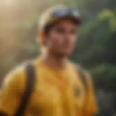 Enthusiast Embracing Adventure An extreme sports enthusiast wearing a yellow tie-dye shirt while engaging in a thrilling activity.