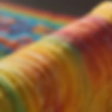 Unique Patterns of Tie-Dye Design Close-up of the unique patterns on a yellow tie-dye shirt used in extreme sports.