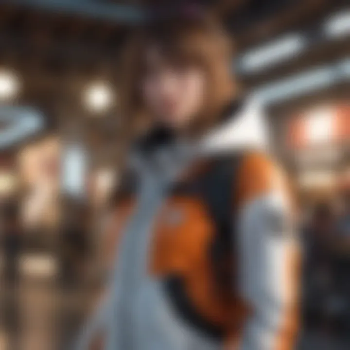 A collection of anime-inspired fashion items on display