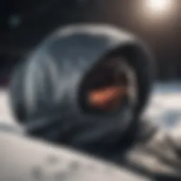 A close-up view of advanced fabric technology used in snowboard jackets