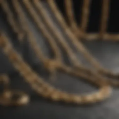 Historical Significance of Gold Chains Historical gold jewellery chains displayed in a museum setting.
