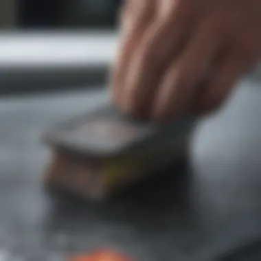 Sharpening Snowboard Edges for Optimal Performance Close-up of a snowboard edge being sharpened