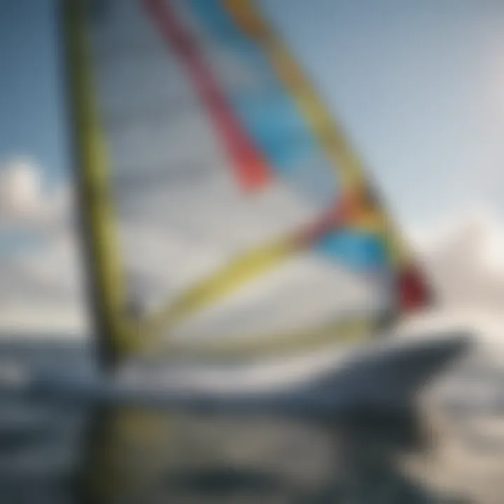 An infographic illustrating the anatomy of a windsurf sail.