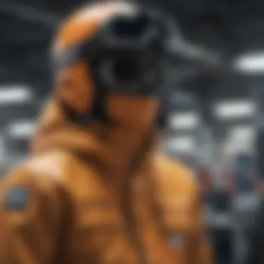 Innovative materials used in organic snowboard jackets showcased in a laboratory setting