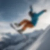 A breathtaking moment captured in snowboarding showcasing an athlete performing a high-flying trick against a stunning mountain backdrop.