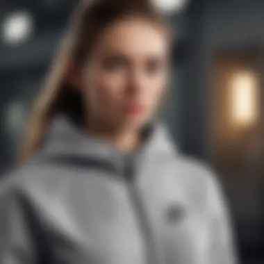 stylish athletic look featuring the grey Nike sweatshirt