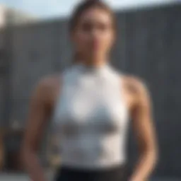Elegant high neck tank top showcasing its sleek design.