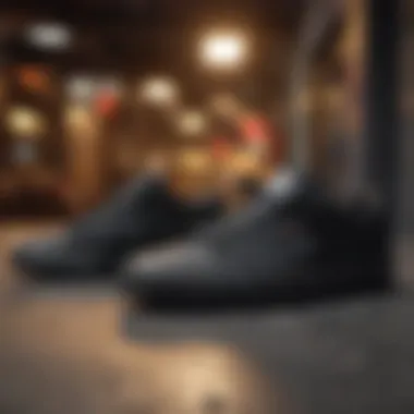 Diverse Brands of Black Skate Shoes A variety of black skate shoe brands displayed together.