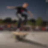 Tony Hawk performing a trick at a skatepark