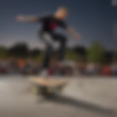 Tony Hawk's Iconic Skatepark Performance Tony Hawk performing a trick at a skatepark