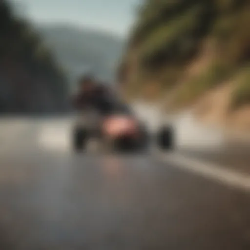 A longboarder carving smoothly down a coastal road