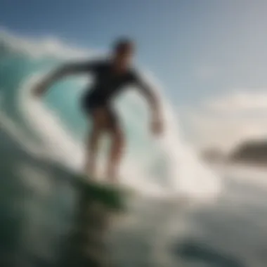 A surfer riding a wave with perfect form