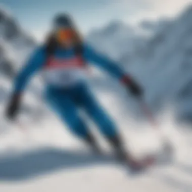 Thrill of Skiing Mastery A close-up of a skilled athlete executing a high-level maneuver in skiing, capturing the thrill and precision of the sport.