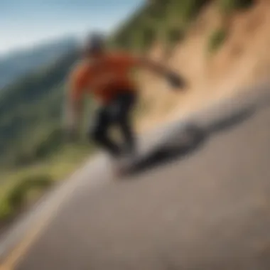 A rider demonstrating the maneuverability of a low deck longboard on a downhill slope